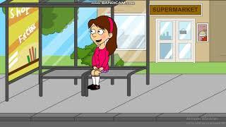 Mabel Pines sitting at a Bus Stop in GoAnimateVyond