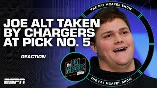 Joe Alt selected by the Chargers This feels like a Harbaugh pick  Pat McAfee Draft Spectacular