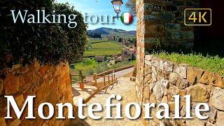 Montefioralle Tuscany Italy【Walking Tour】History in Subtitles - 4K