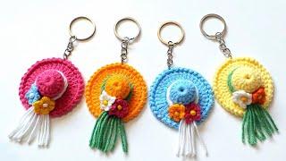 SUBTİTLEDHEM GÖSTERİŞLİ  HEM KOLAY ŞAPKALI  ANAHTARLIK YAPIMI CROCHET KEYCHAİN