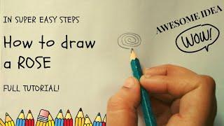 How to draw a ROSE in very easy stepsFull tutorialEasy drawing for kidsCRAFT BANK