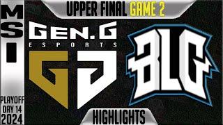 GEN vs BLG Highlights Game 2  MSI 2024 UPPER FINAL Day 14  Gen.G vs Bilibili Gaming G2