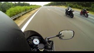 Kawasaki Ninja ZX-6R vs Yamaha R6 vs Honda CBR 600 RR - Acceleration 1080p