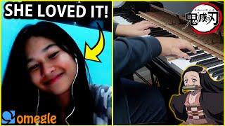 I played DEMON SLAYER OP and other anime openings on OMEGLE... Anime Piano