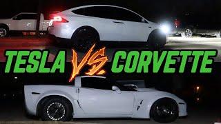 Tesla vs. Corvette & Bike Shootout @ Da Pad