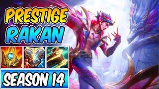 SEASON 14 PRESTIGE RAKAN SUPPORT GAMEPLAY  DRAGONMANCER RAKAN  Build & Runes  League of Legends