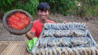 Today Eat Raw Prawn at my farm