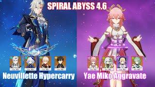 C1 Neuvillette Hypercarry & C0 Yae Miko Aggravate  Spiral Abyss 4.6  Genshin Impact