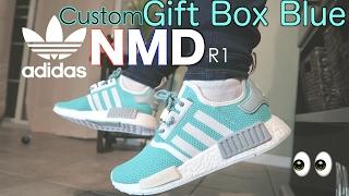 How To Custom Adidas NMD R1 GIFT BOX BLUE w On Feet Review and TimeLapse Tiffany