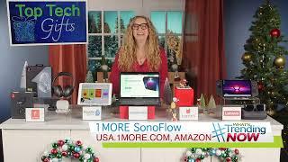 Tech Lifestyle Expert Carley Knobloch with 1MORE SonoFlow in this holiday shopping season