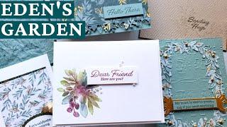 Stampin Up Edens Garden  - Not In Catalogs - 6 Card Ideas & A Stamparatus Technique