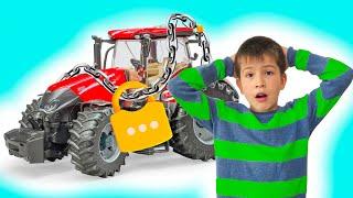 Darius and Francesca fun Stories about good behaviors and Tractor Funny video compilation