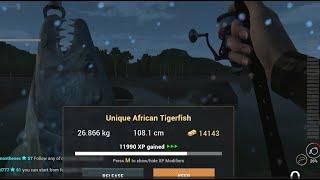 Fishing Planet African  Tigerfish Farming in the night  BEST XP& MONEY