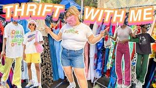 thrift with me at the rose bowl flea FOR THE FIRST TIME EVER + huge TRY ON HAUL