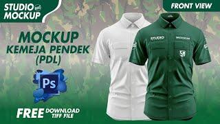 Mockup Kemeja PDL Pendek  Tif-Photoshop Mockup  Free Download Mockup  Front View Mockup