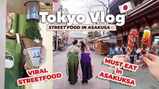 tokyo vlog  eating streetfood in Asakusa renting kimono & plans failed  Living in Japan