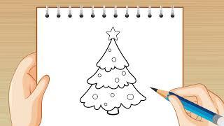 ხატვა - ნაძვის ხე easy Christmas tree drawing