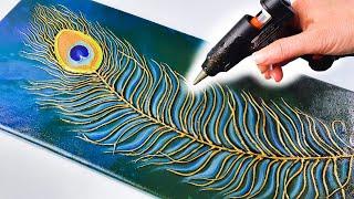 Can you make ART with a… Glue Gun?? STUNNING Peacock Feather   AB Creative Tutorial