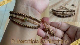 Pulsera triple con hilo chino  muy fácil #diy #handmade #jewellery
