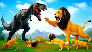 Black T-Rex vs. Giant Lion King   Jurassic Kingdom Showdown