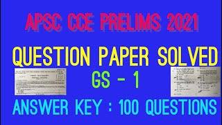 Apsc Previous Years Question  2020-21 Prelims Paper Answer Key  100 Questions and Answers