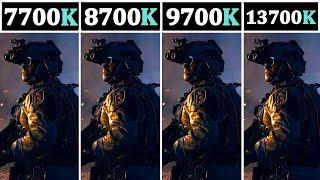 RTX 4080  Intel I7 7700K vs 8700K vs 9700K vs 13700K  15 Games Tested 