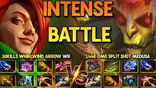 WHO IS STRONGER ?  30Kills Whirlwind Arrow Windranger Vs. 144K Split Shot Damage Medusa 7.37 DotA 2