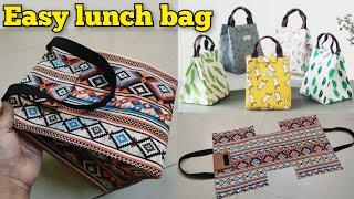 Super Easy - Lunch box bag making at home handbag bag cutting and stitching Tote Bag  Picnic Bag
