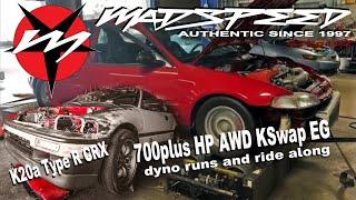 K Series AWD K20a2 Turbo Civic dyno runs ride along and K20A CRX HF  updates Madspeed  S2Ep102