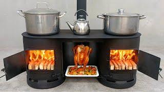 Highly efficient wood burning stove from old gas cylinders