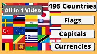 All 195 countries of the world with flags capitals and currencies  Global Geography