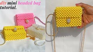 SIMPLE AND EASY WAY TO MAKE  A DIY MINI BEADED BAG EASY TUTORIAL HOW TO MAKE MINI BEAD BAG PURSE