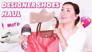 Designer Shoes Haul Dior Dway Givenchy Marshmallow Hermes Groupie Mules Longchamp Le Pliage Unboxing