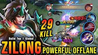 29 Kills + MANIAC Powerful Offlane Zilong with Brutal DMG Build - Build Top 1 Global Zilong  MLBB