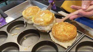 蛋營養爆表！一個堡到底用了幾顆蛋？蛋漢堡 Egg Burger／台灣街頭美食Taiwanese Street Food