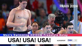 USA DOMINATE   Swimming 4 × 100m Freestyle Relay Highlights  Paris Olympics 2024 #Paris2024