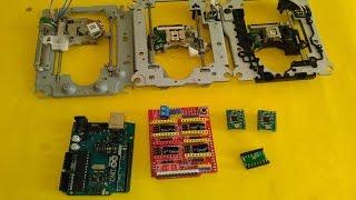 Basic setup ArduinoUNO + CNC SHIELD + GRBL + 3 X DVD Drive steppers