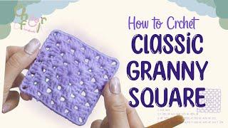 How to crochet a Granny square purple for beginners   Cheerful Handmade