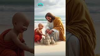 A cute little monk & Jesus Christ wonderful imagination moments 58 #cuteworld #baby #cutemonk