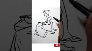 Figure drawing  village women drawing step by step  simple figure drawing #art  #shorts #drawing