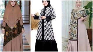 Inspirasi baju gamis polos kombinasi batik