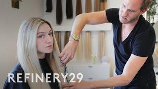 My Long Hair Transformation With 20in Blond Extensions ft. Anna Sitar  Hair Me Out  Refinery29