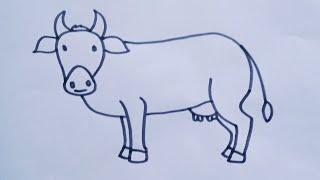 How to draw a Cow easy way  Cow drawing step by stepcartoon Cow drawing for beginners