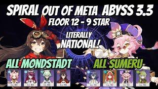 Spiral Abyss 3.3 - Bunny Amber All Mondstadt  Hyperbloom Dori All Sumeru - Floor 12 9-star Run