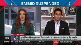 BREAKING NEWS NBA suspends 76ers’ Joel Embiid three games for shoving columnist  ESPN SC