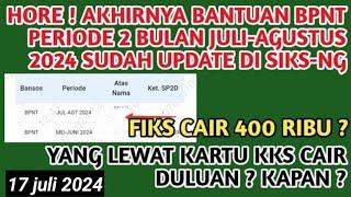 HORE️AKHIRNYA BANTUAN BPNT 2 BULAN JULI-AGUSTUS 2024 SUDAH UPDATE DI SIKS-NG VIA KKS CAIR DULUAN️