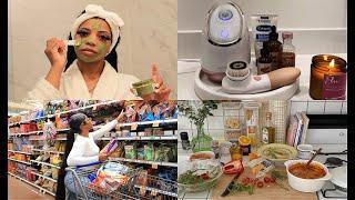 Day In My Life  FULL Skin Care Routine Grocery Shopping Cooking and MORE