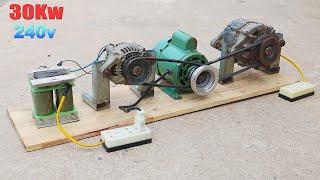 I to generate homemade infinite energy 240V with 2 a car alternator and Transformer 