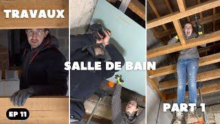 On pose la 1ERE PLAQUE DE PLÂTRE dans la maison principale  #vlog #renovation Ep 11 #maison