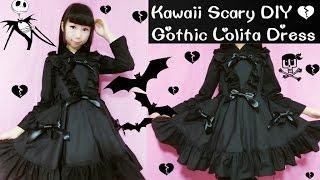 Kawaii Scary DIY - How To Sew Gothic Lolita Dresscurtain style front skirt Easy